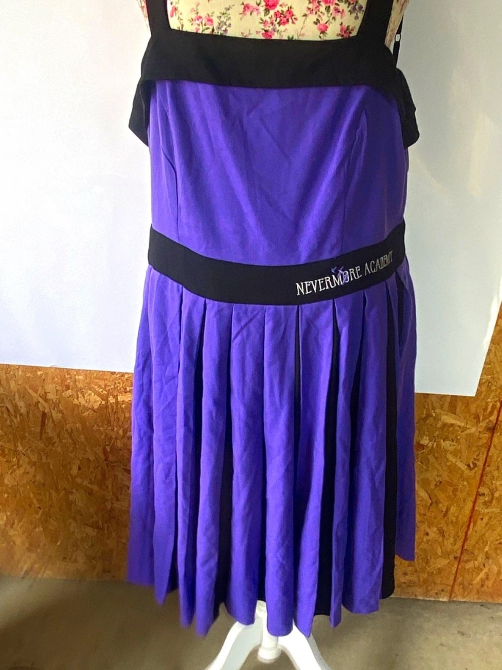 Nevermore Academy Purple Pleated Maxi Dress with Black Trim